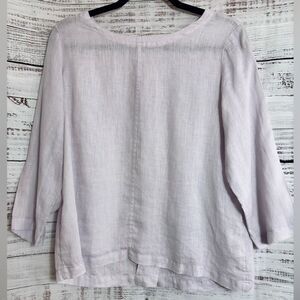 Nicole Miller Top Womens size Small Linen back Button Up woven Blouse Minimalist